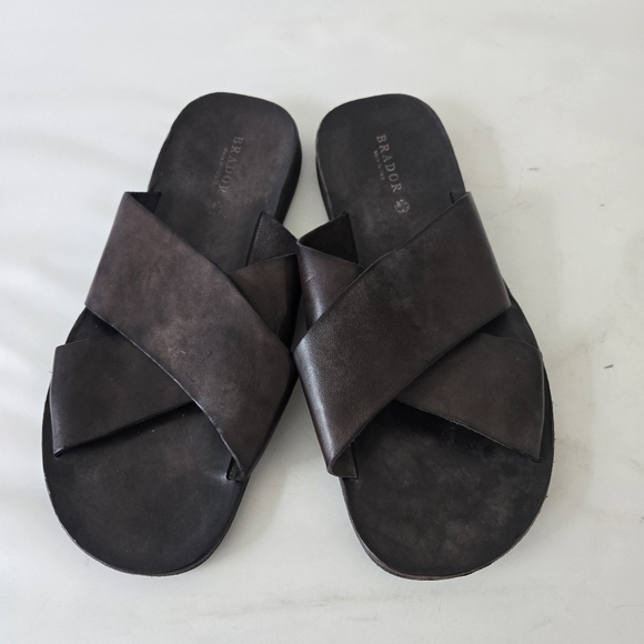 BRADOR  Walk TDM Slide Leather Sandals size 42 or US 9 Made In Italy - Picture 6 of 16
